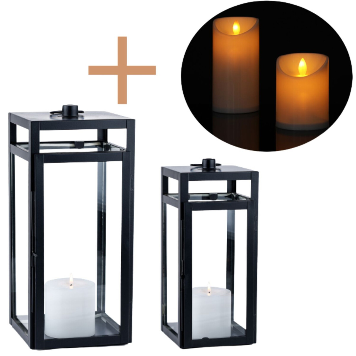 Lot de 2 lanternes de jardin LED de styl box