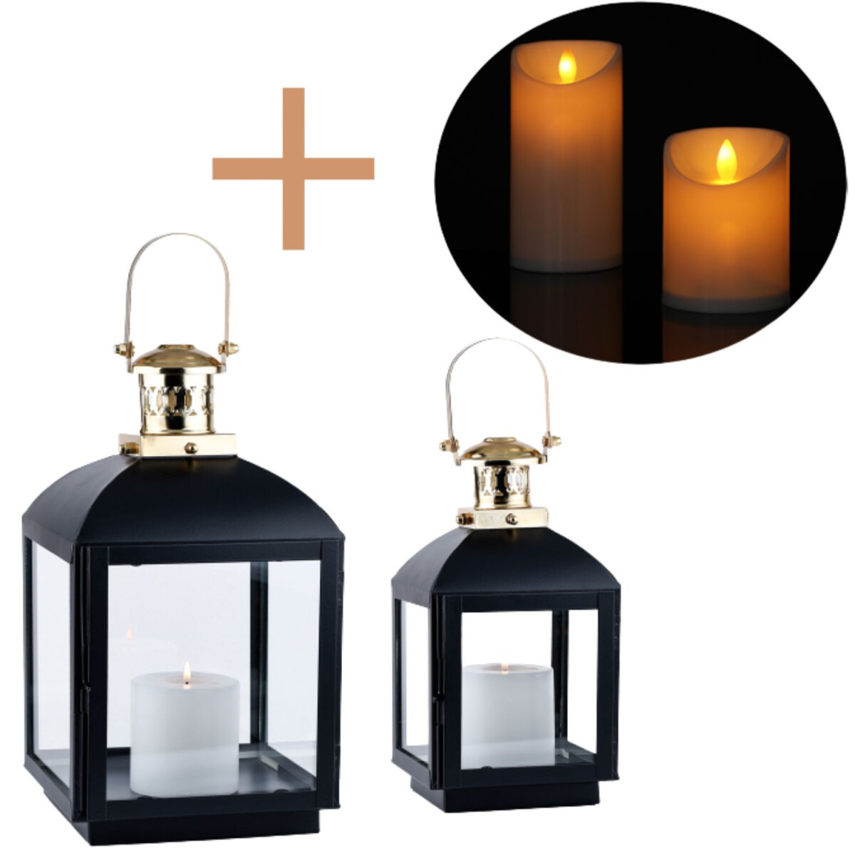 Lot de 2 lanternes de jardin LED de styl box