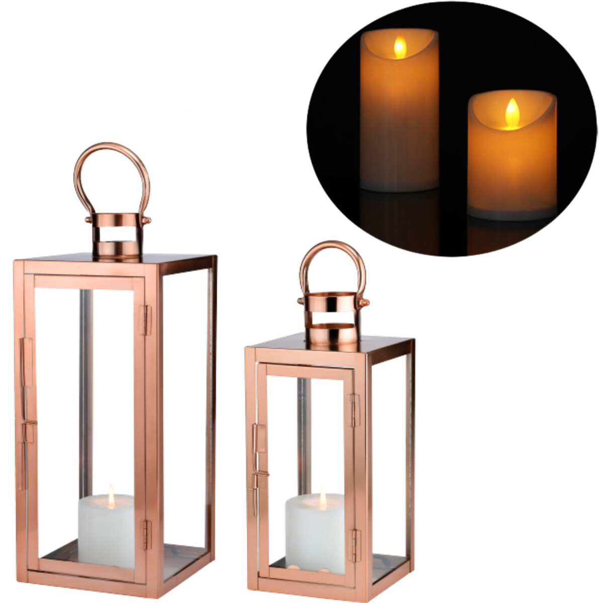 Lot de 2 lanternes de jardin LED de style scandinave pour ba