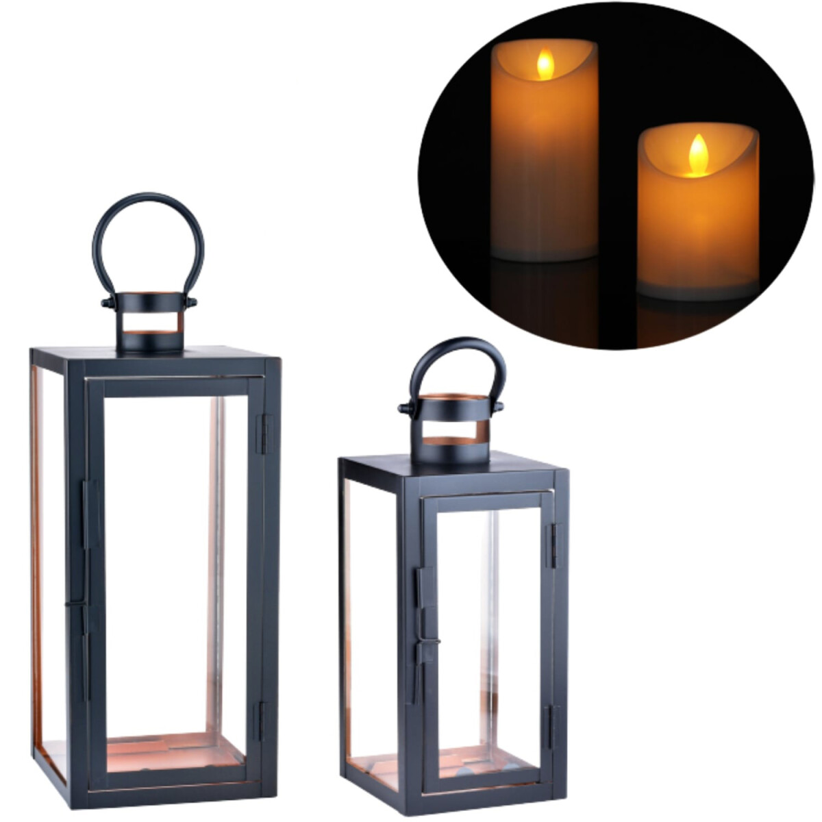 Lot de 2 lanternes LED modernes pour le jardin, décor