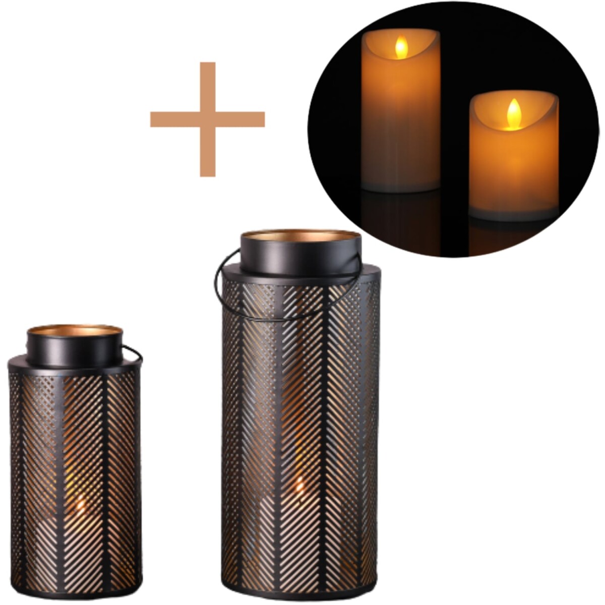 Lot de 2 lanternes de jardin à LED - Décoratio