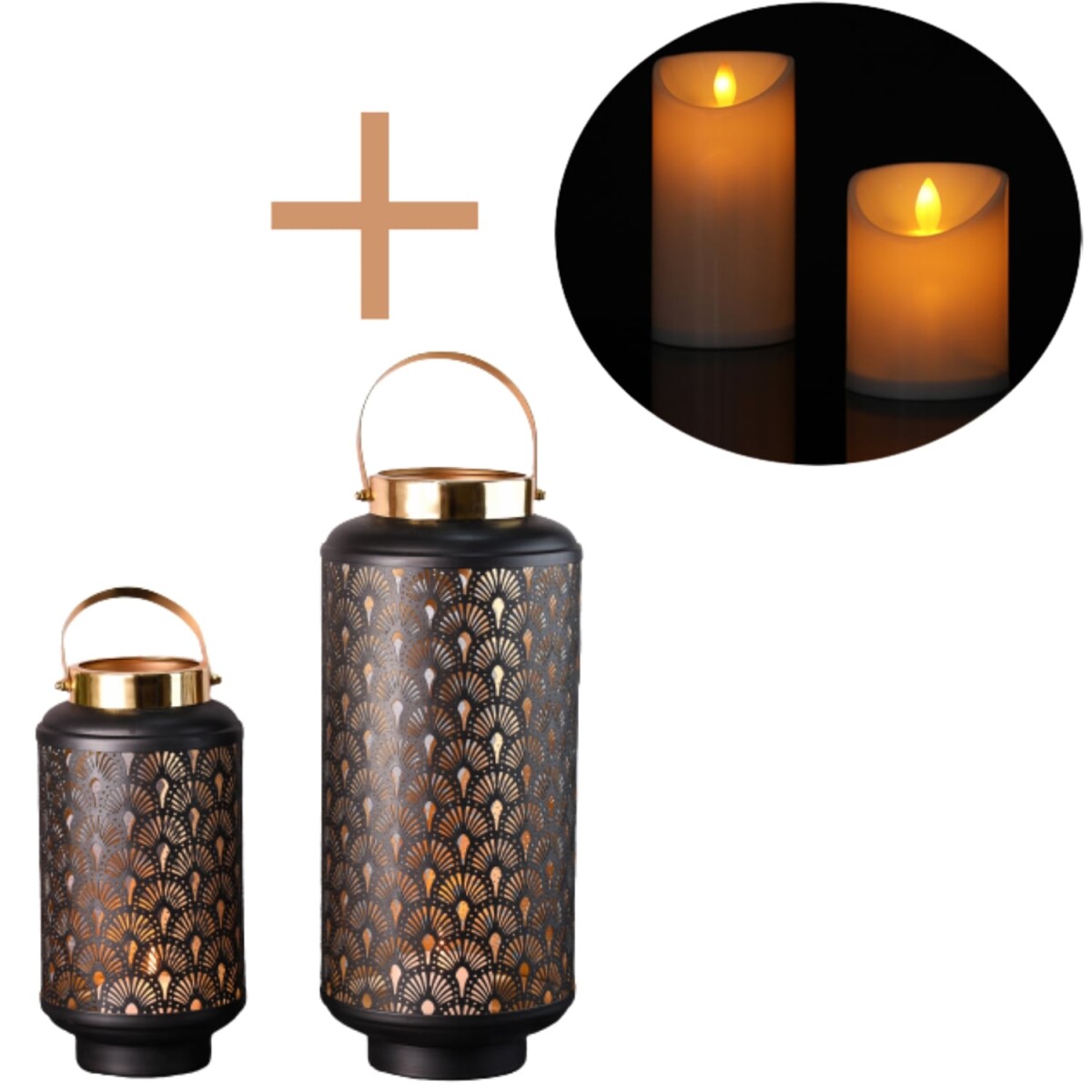 Lot de 2 lanternes de jardin &agrave; LED -...