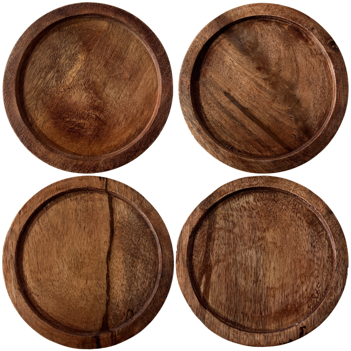 Lot de 4 sous-verres vintage en forme de pot de fleurs, plat