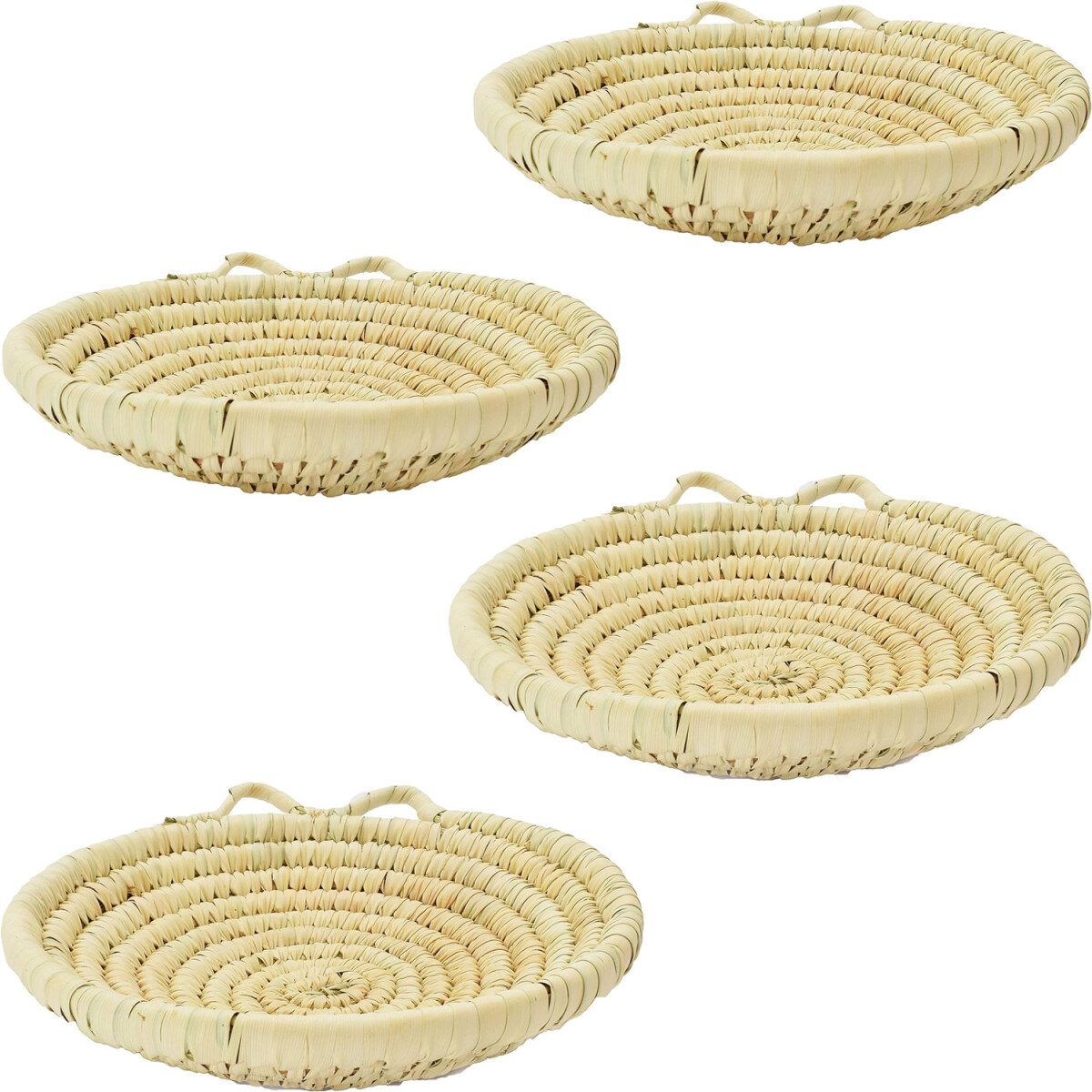 Lot de 4 coupes plates tressées, couleur naturelle, B