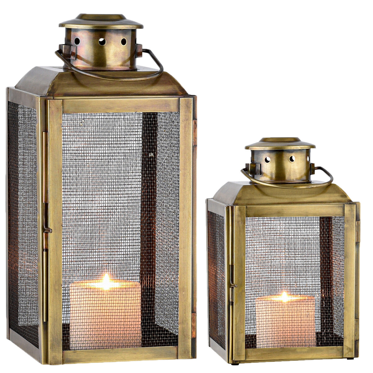 Lot de 2 lanternes décoratives vintage, bougeoirs, la