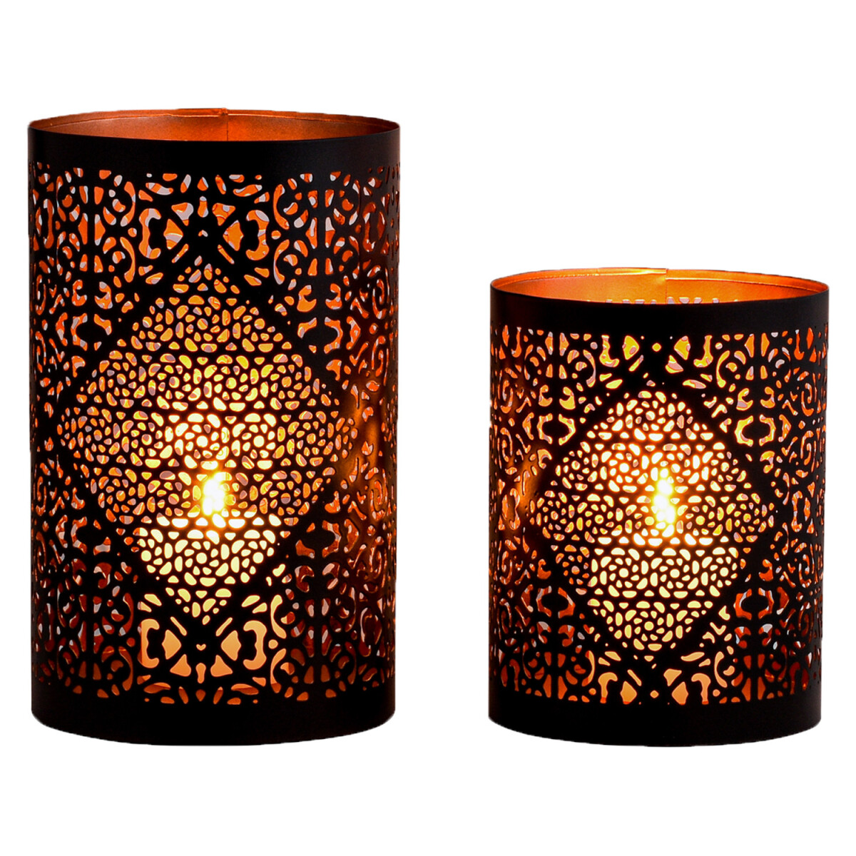 Lot de 2 photophores décoratifs orientaux Yazim, noir
