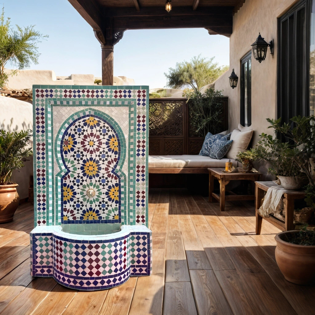 Fontaine de jardin marocaine en mosa&ium box