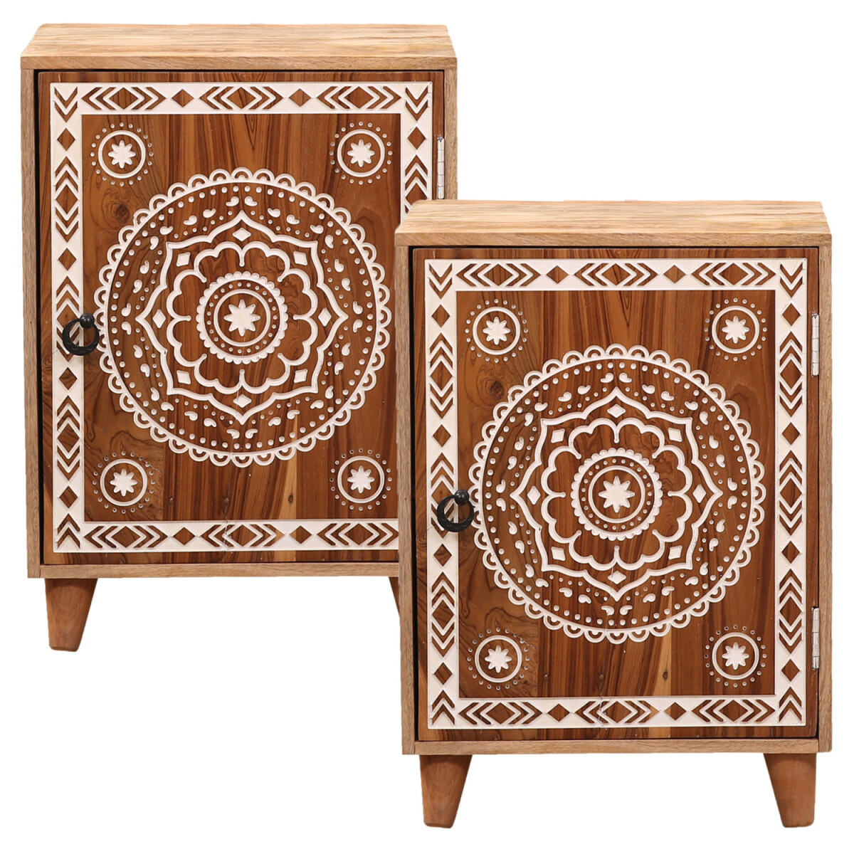Lot de 2 meubles de style bohème : table de chevet, t