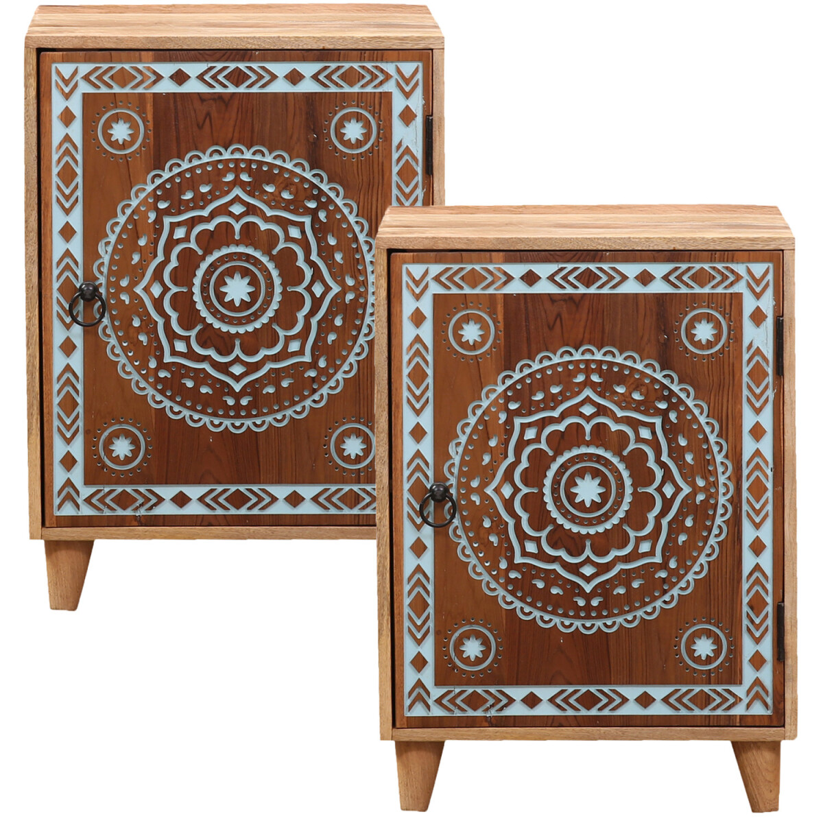Lot de 2 meubles de style bohème : table de chevet, t
