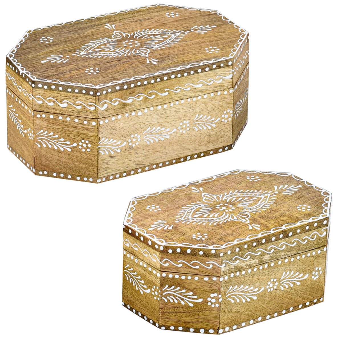 Lot de 2 coffrets de rangement décoratifs style boh&e