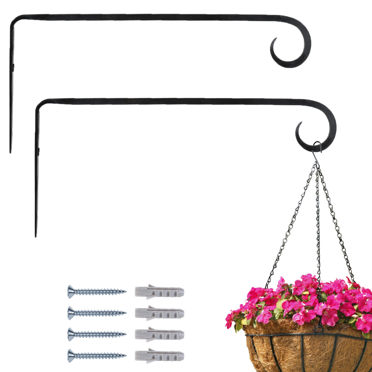 Lot de 2 crochets muraux pour suspensions florales « M