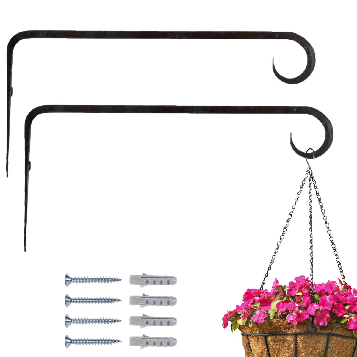 Lot de 2 crochets muraux pour suspensions florales « L
