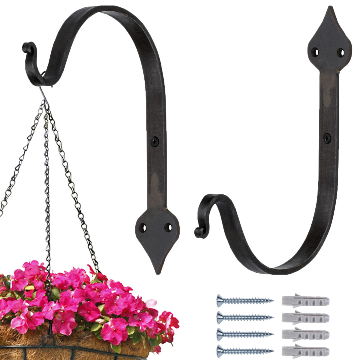 Lot de 2 crochets muraux pour suspensions florales « L