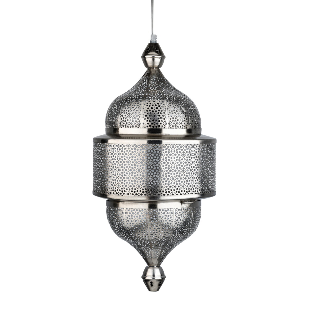 Suspension orientale Ihdaa argentée 56 cm | Fait main