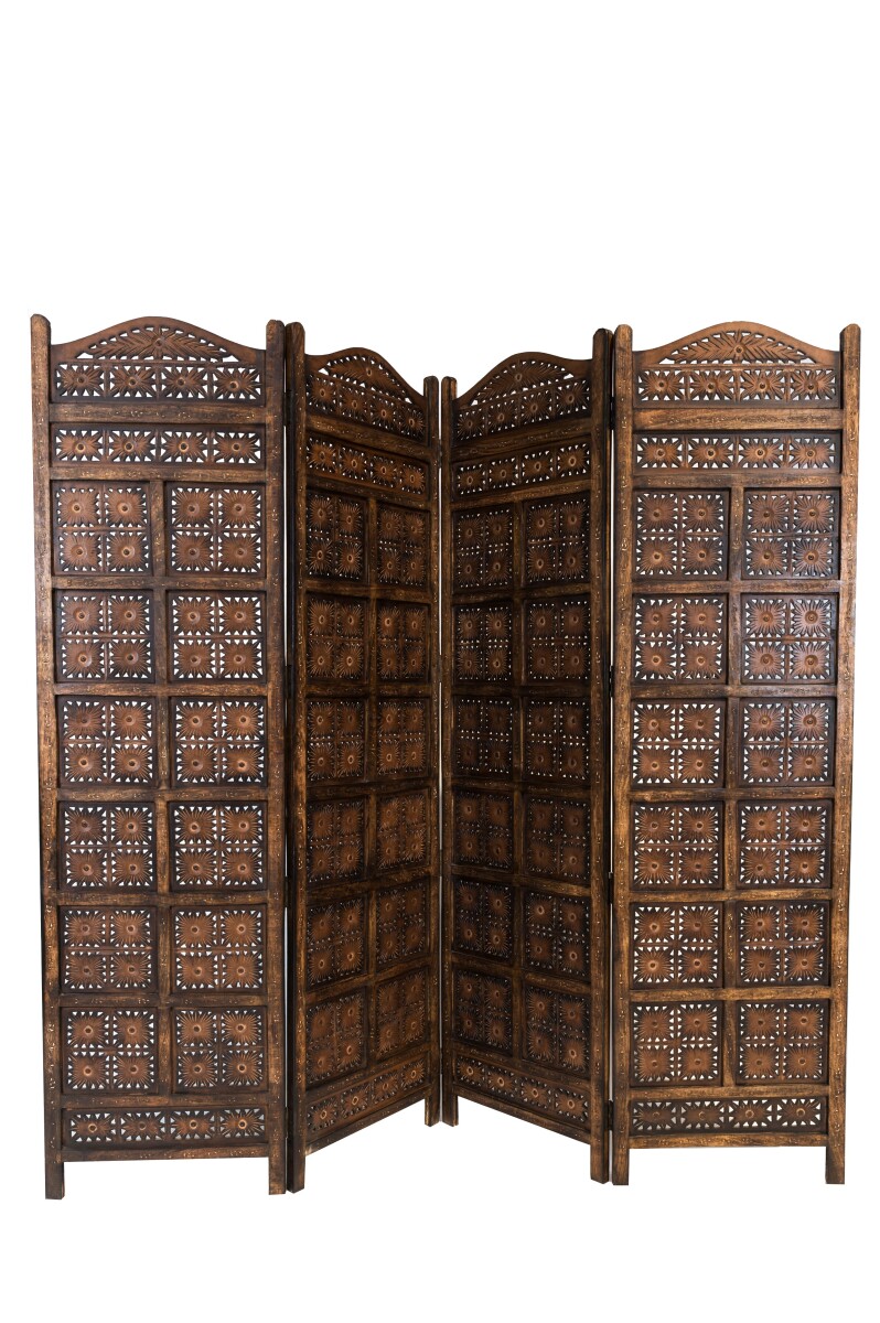Paravent Kamala, séparateur de pièce en bois, 