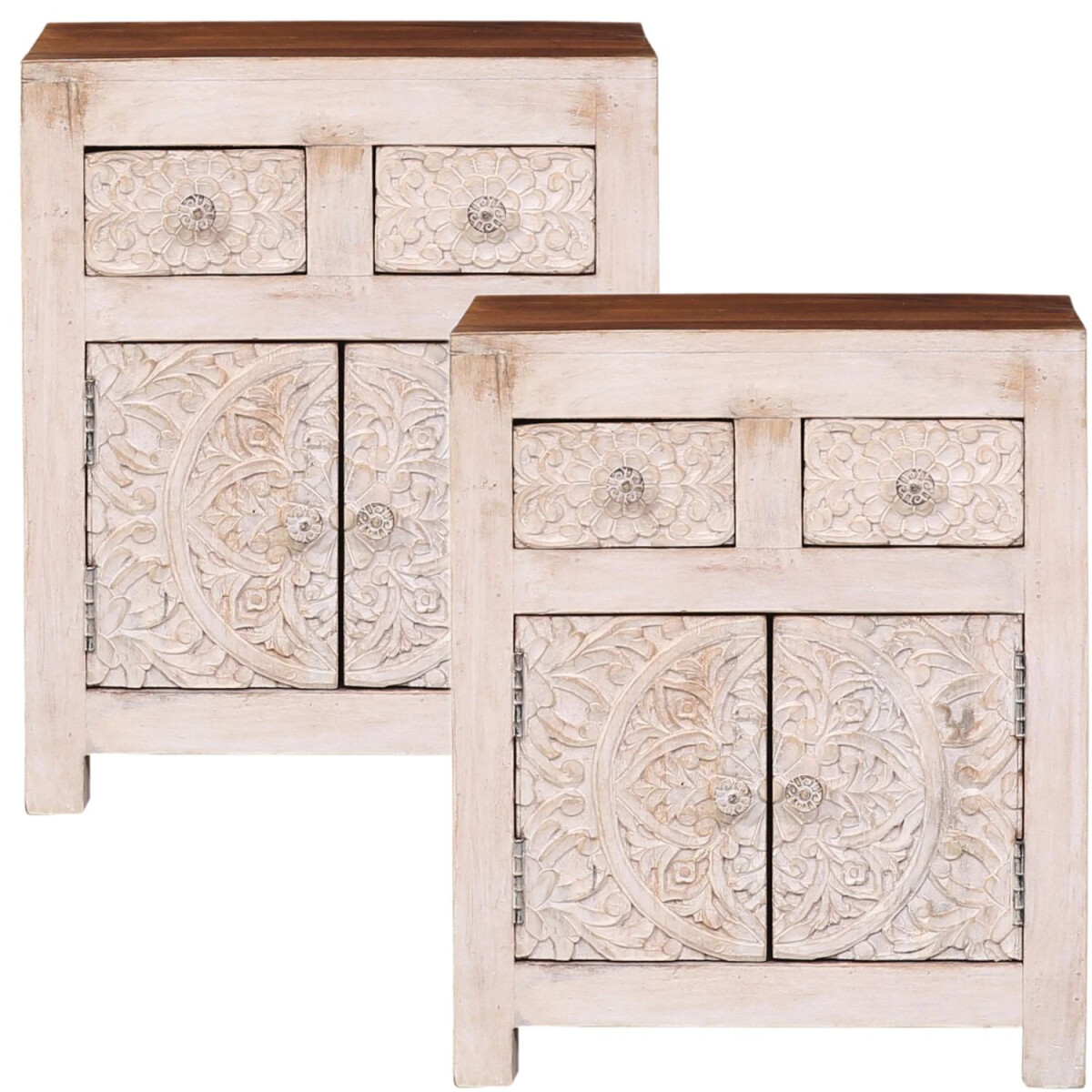 Lot de 2 meubles de style bohème : table de chevet, t