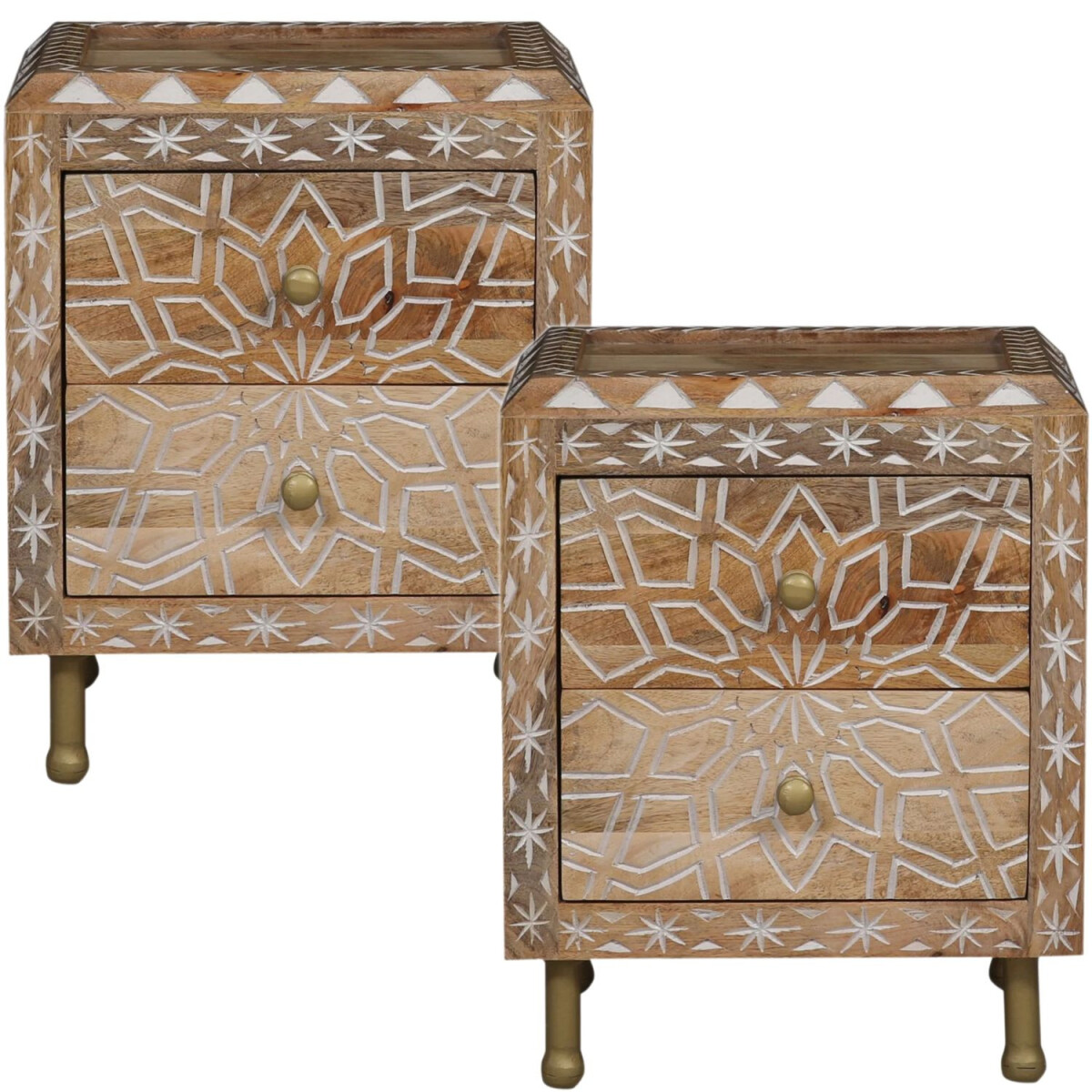 Lot de 2 meubles marocains : table de chevet, table dappoint