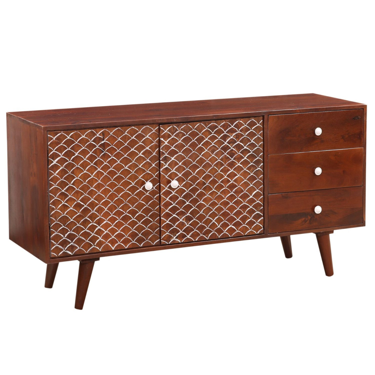 Meuble TV vintage Mathis marron 145 cm box