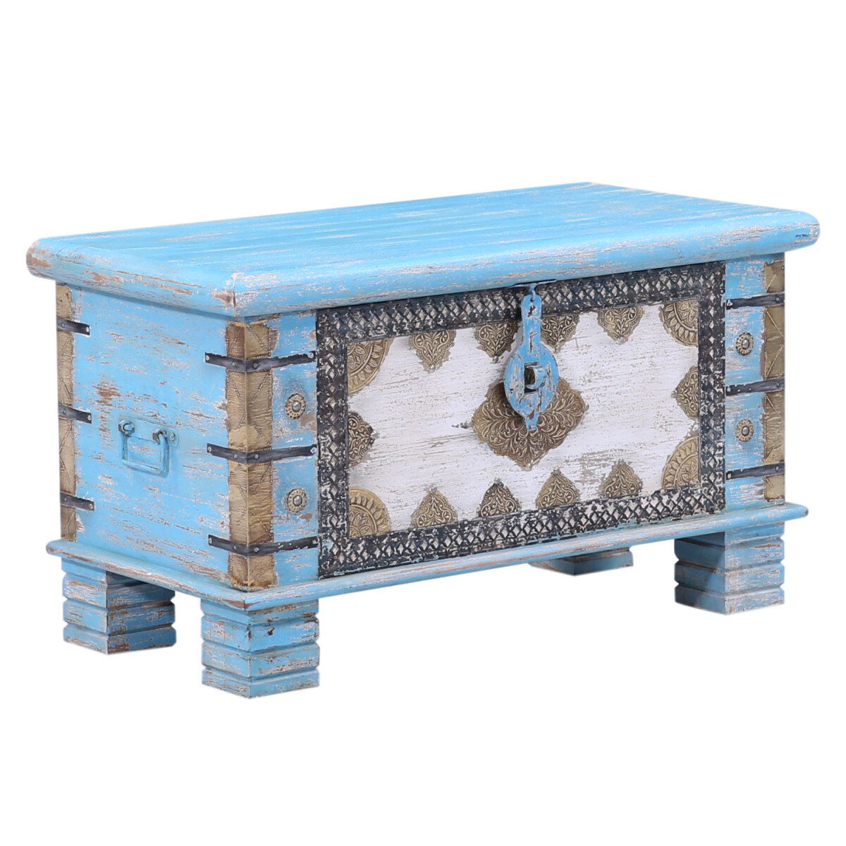 Coffre Ezgi en bois bleu 80 cm | Rangeme box