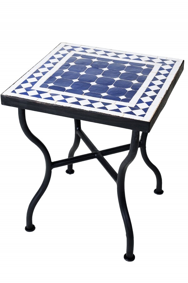 Table en mosaïque Marrakech bleu et box