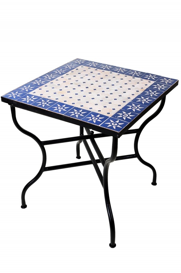 Table en mosaïque marocaine « Soleil » beig