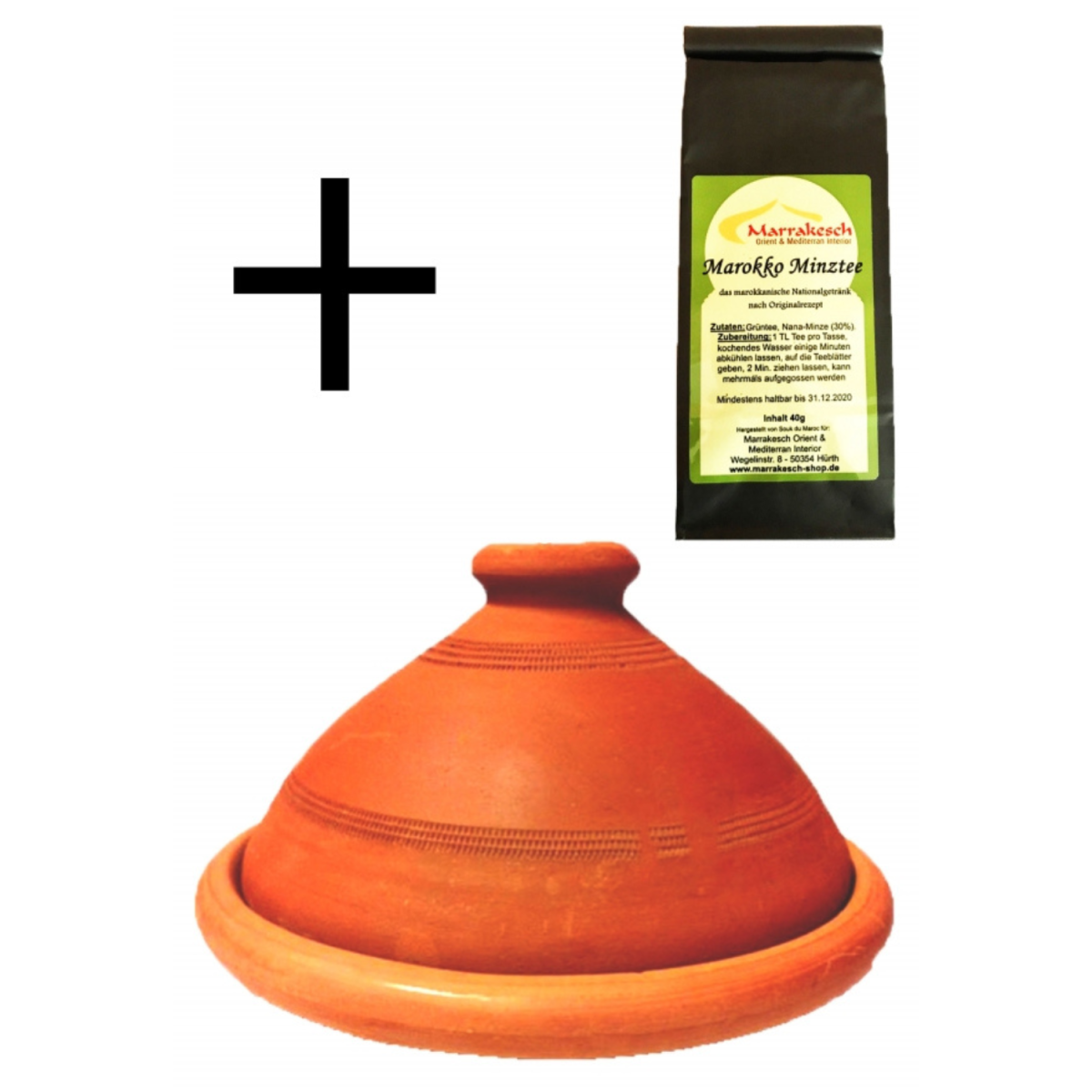 Lot de 2 : tajine ORIGINAL Ø 30 cm + thé &agra