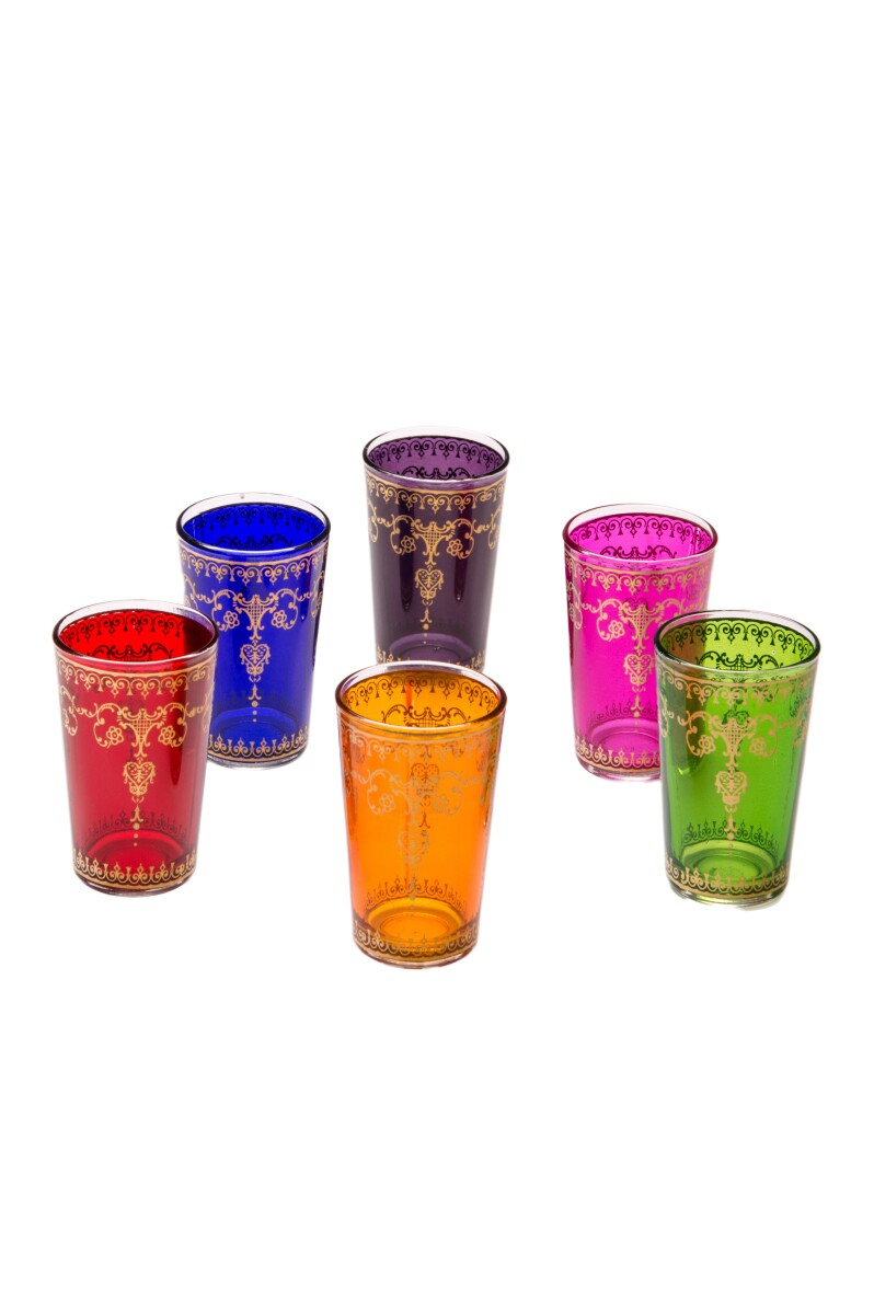 Lot de 6 verres à thé orientaux décor&e
