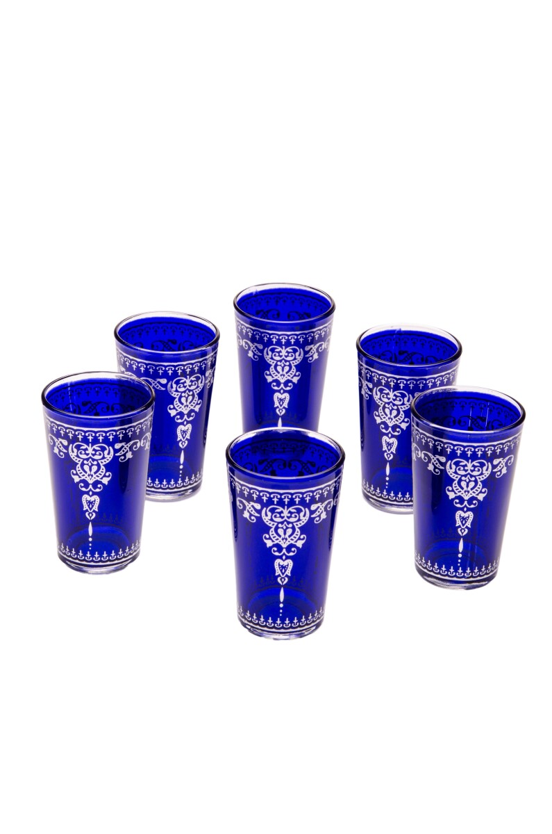 6 verres à thé Orient Andalous bleus - lot de 