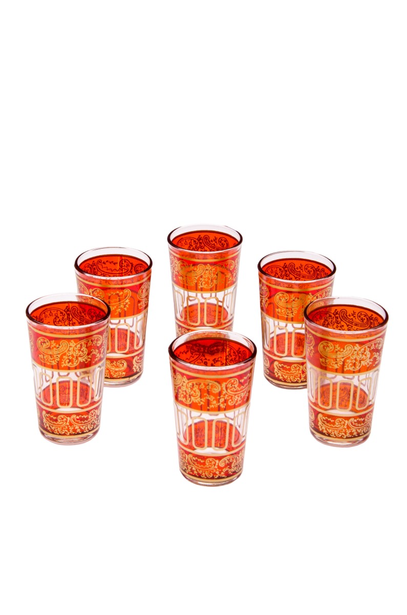 6 verres à thé orientaux Lamia Orange - lot de