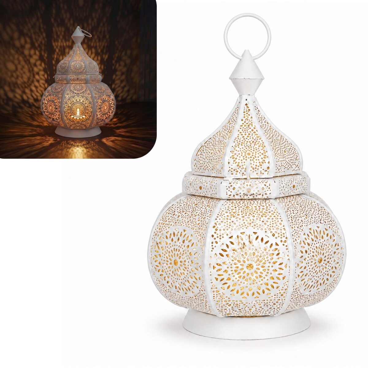 Lanterne orientale indienne Ziva blanche