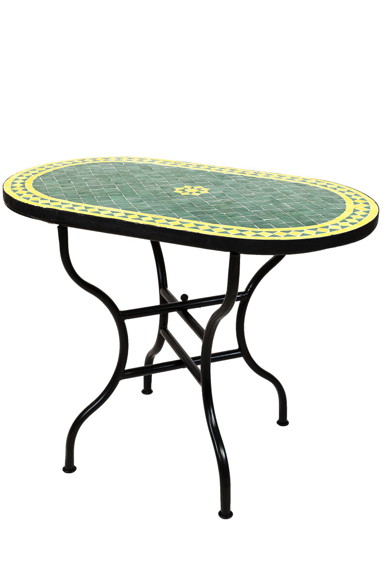 Table en mosa&iuml;que marocaine Bilbao Vert Jaune...