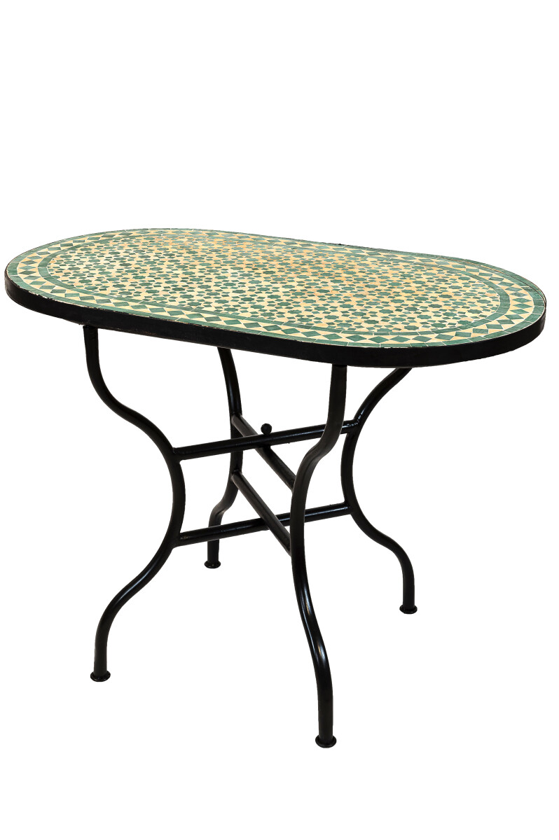 Table en mosaïque marocaine Albaicin beige et vert 100 