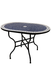 Table en mosaïque marocaine Bilbao Bleu Blanc 120 x...