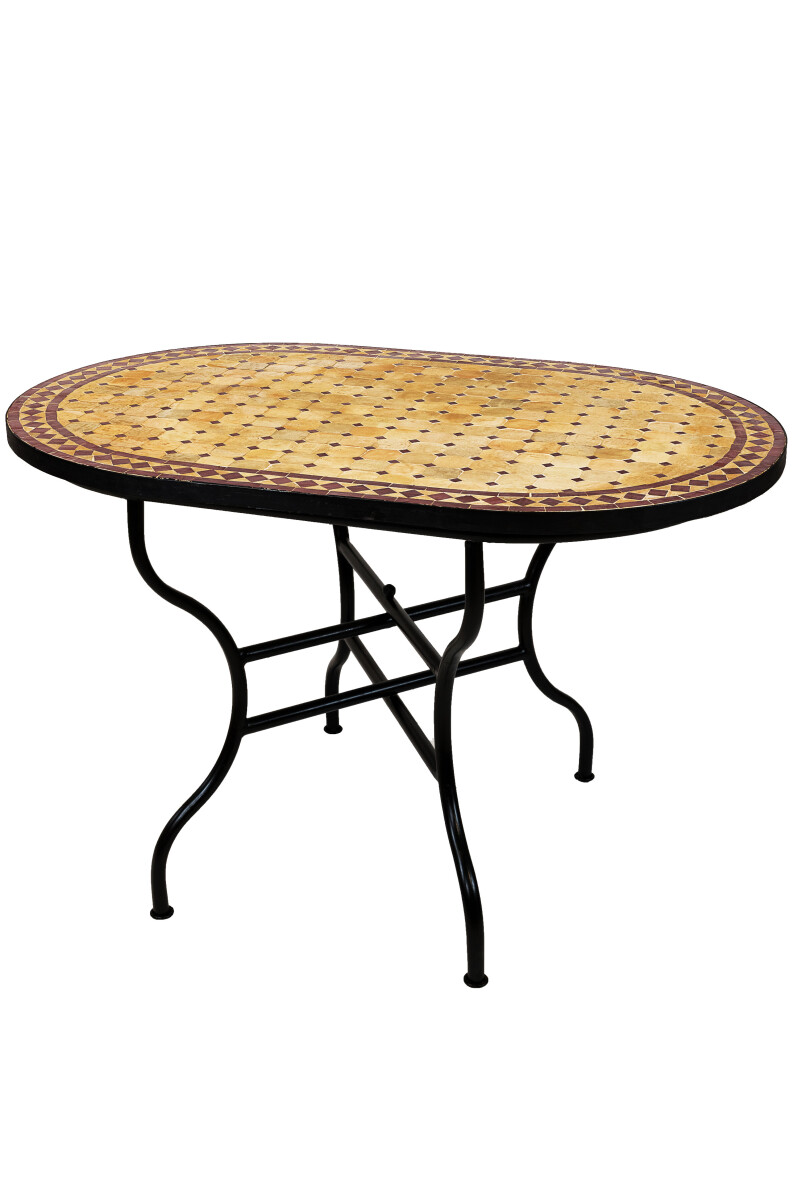 Table en mosaïque marocaine Marrakech Beige Bordeaux 12