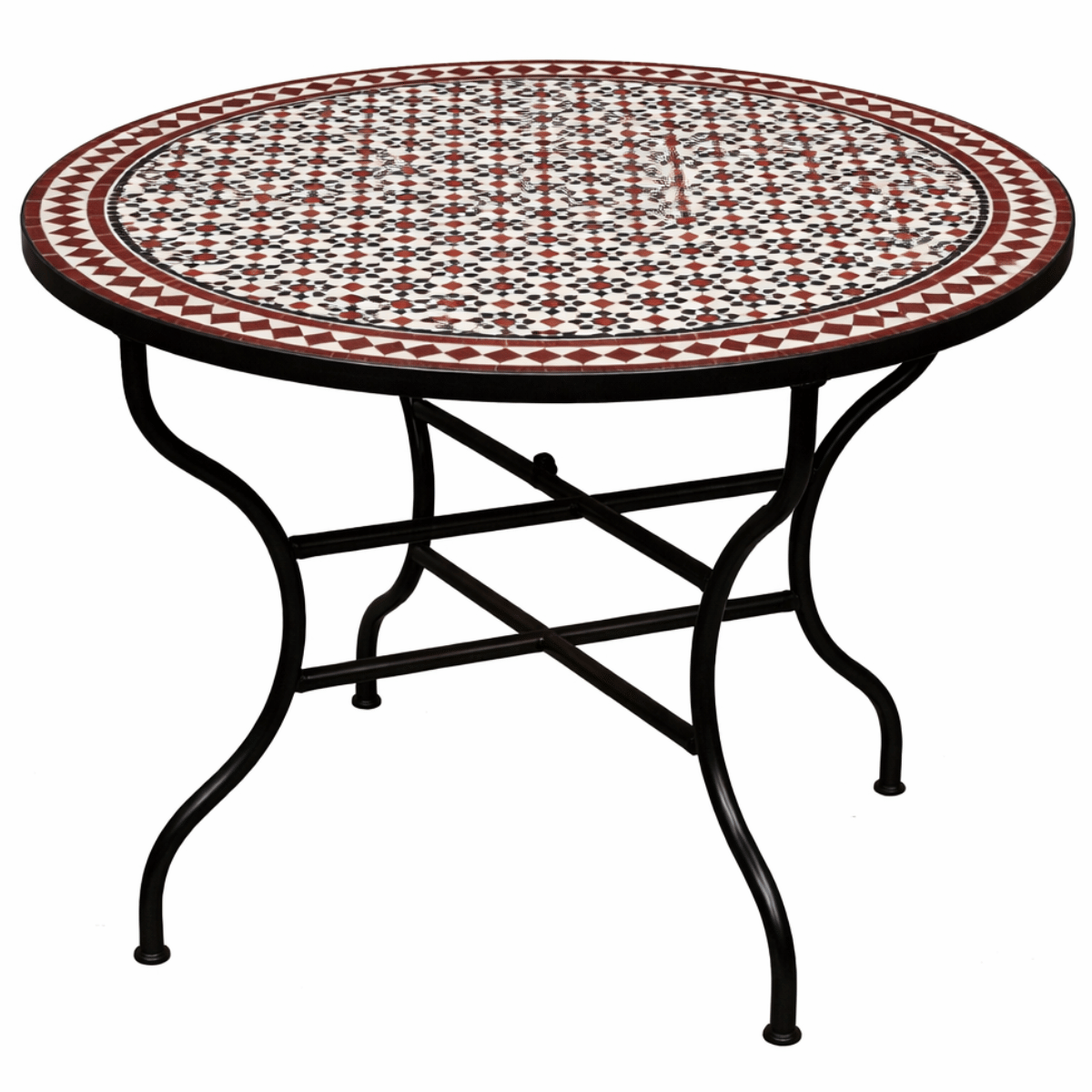 Table en mosaïque marocaine Albaicin noir, blanc et bor