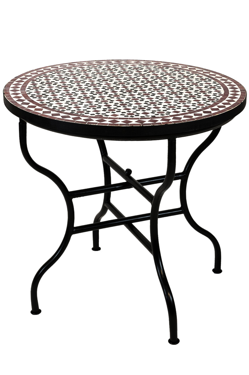 Table en mosa&iuml;que marocaine Albaicin noir, blanc...