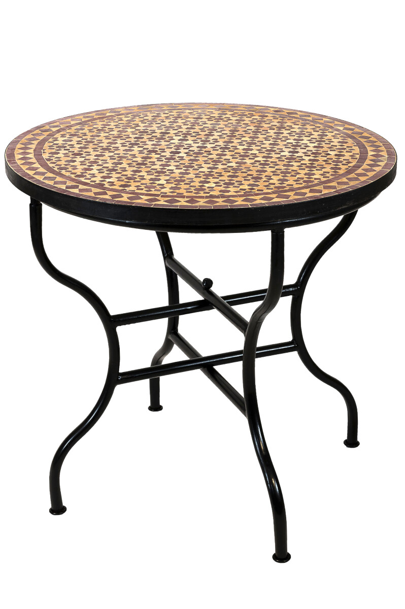 Table en mosaïque marocaine Albaicin Beige Bordeaux 80 