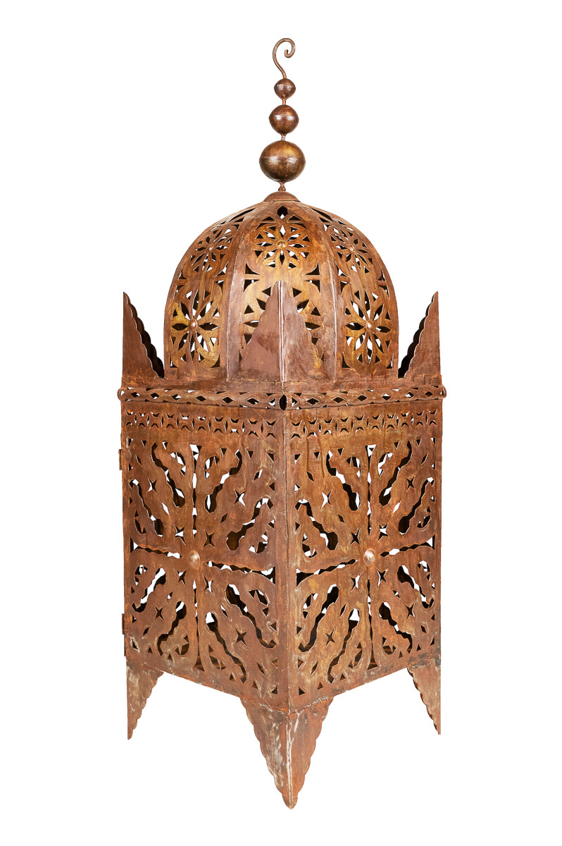 Lanterne de jardin marocaine Frane 100 cm, finition rouill&e