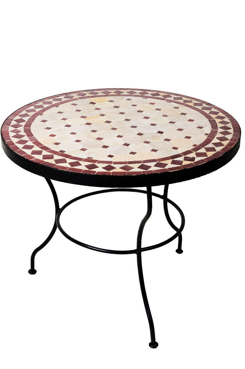 Table marocaine en mosaïque, style Marrakech, beige et 