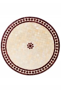 Table en mosaïque marocaine Bilbao Beige Bordeaux,...