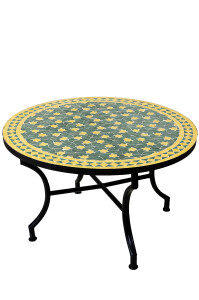 Table en mosaïque marocaine Estrella, verte et...