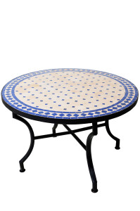 Table en mosaïque marocaine Marrakech, beige et...