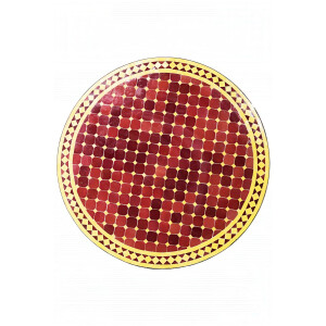 Table marocaine en mosaïque de Marrakech, jaune...
