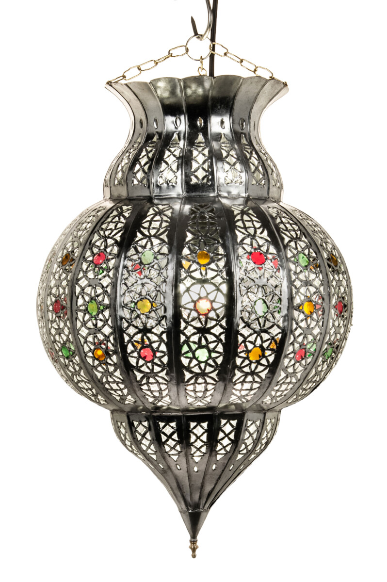 Suspension Jilan argentée 42 cm | Lampe marocaine en 