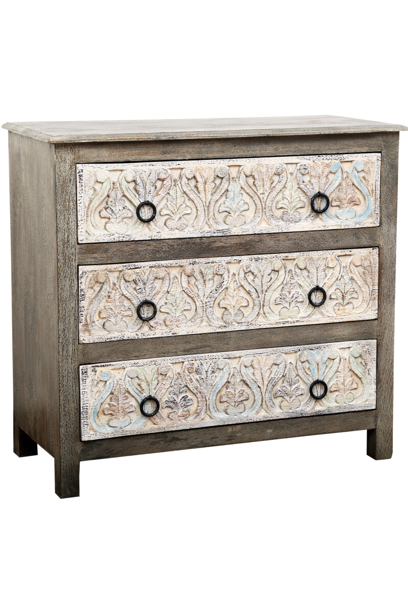 Commode indienne à tiroirs en bois massif Ashok