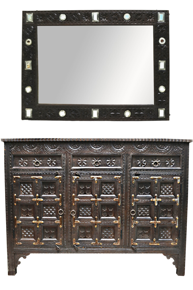 Ensemble buffet et miroir de style orien box