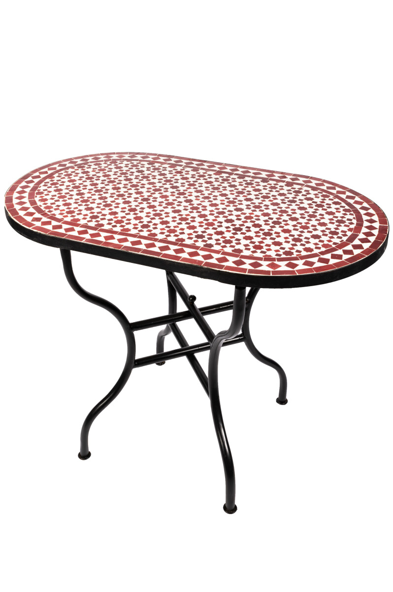 Table en mosaïque marocaine Albaicin Blanc Bordeaux 100