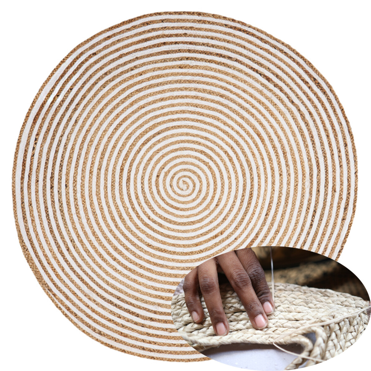 Tapis en jute Roccio rond 120 cm | Tapis box