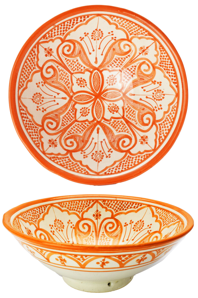 Bol en céramique orientale Liyah Orange - 25 cm -